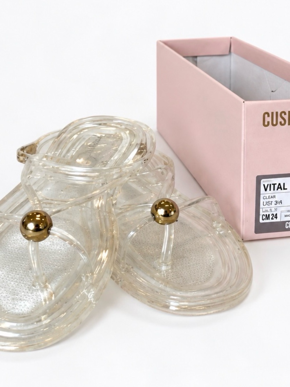 Clear Jelly Toe-Ring Sandals with Gold Accent by Vital